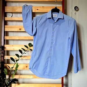Calvin Klein Button Down Blue and White Plaid shirt